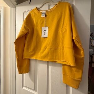 ZYIA Mustard Yellow CropCrewneck Sweater NWT